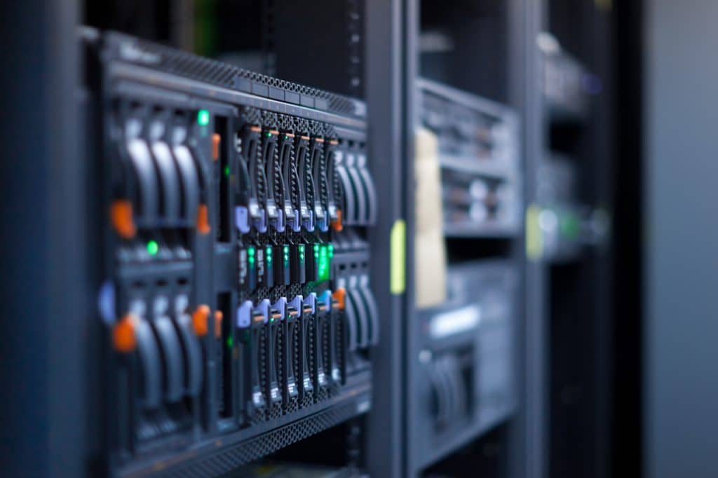 close up of server located at managed IT services facility